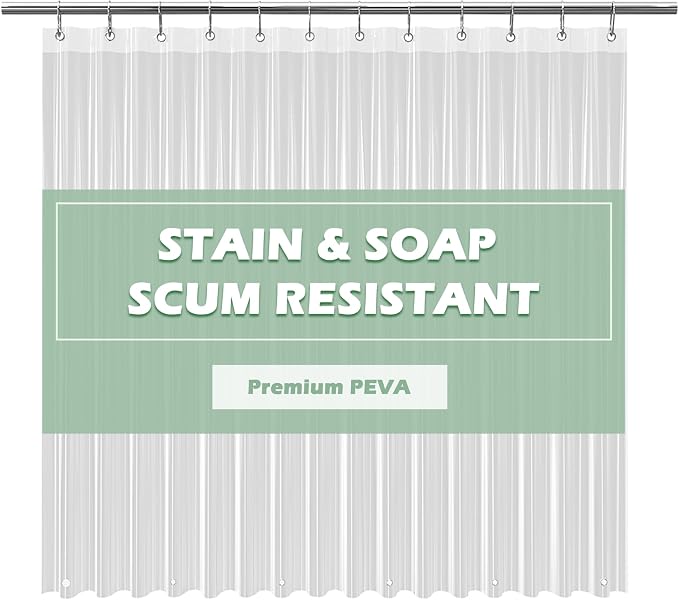 EHZNZIE Crystal Clear Heavy Duty Shower Curtain Liner 72x72, PEVA Waterproof Bath Curtain, No Chemical Smell, 3 Weighted Magnets, Durable with Rustproof Metal Grommets
