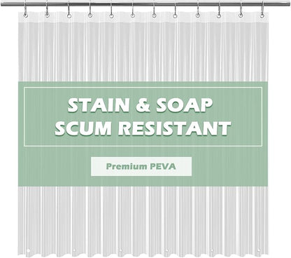 EHZNZIE Crystal Clear Heavy Duty Shower Curtain Liner 72x72, PEVA Waterproof Bath Curtain, No Chemical Smell, 3 Weighted Magnets, Durable with Rustproof Metal Grommets