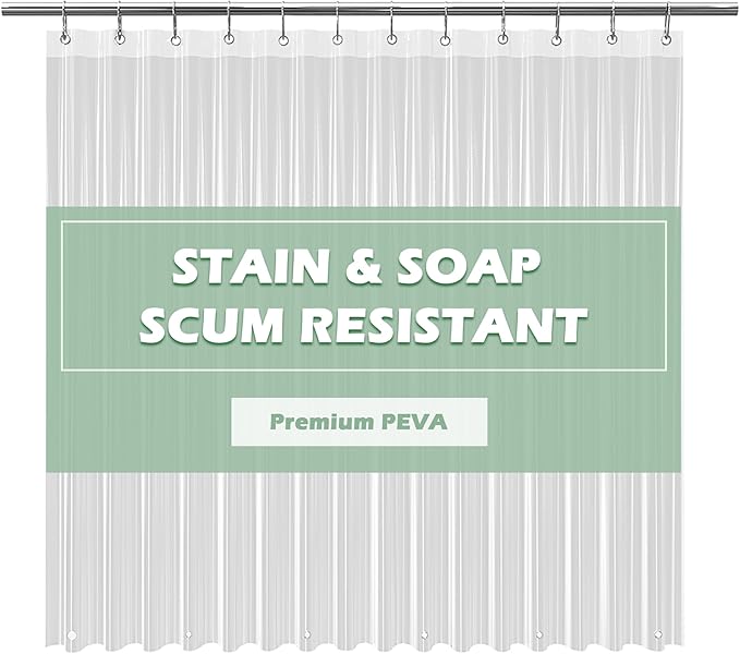 EHZNZIE Crystal Clear Shower Curtain Liner 60x72, PEVA Waterproof Bath Curtain, No Chemical Smell, Weighted Magnets, Durable with 10 Rustproof Metal Grommets