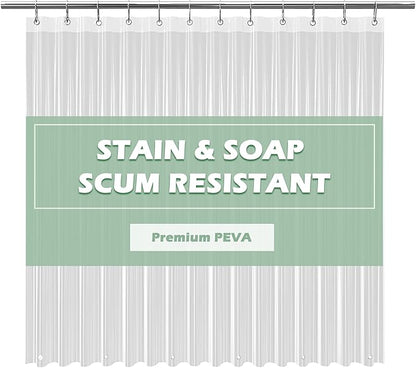 EHZNZIE Crystal Clear Shower Curtain Liner 60x72, PEVA Waterproof Bath Curtain, No Chemical Smell, Weighted Magnets, Durable with 10 Rustproof Metal Grommets