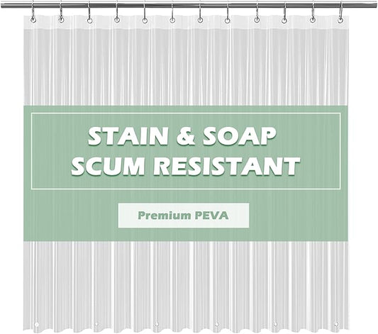 EHZNZIE Clear Shower Curtain Liner Light Weight PEVA, Shower Liner 72x72 Inches, Waterproof, No Chemical Smell with 12 Rust Proof Metal Grommets Holes for Bathroom Shower Curtain