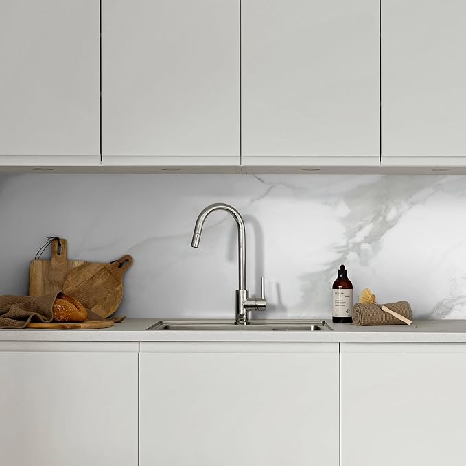 Marble Peel and Stick Waterproof Wall Paneling, 118" x 47" Carrara White Matte Finish Self-Adhesive Backsplash Tile Vinyl Wall Panel for Kitchen Bathroom Wall Decor, Covers 38.75 Sq. Ft.