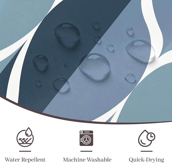 Gelbchu Geometric Shower Curtain for Bathroom, Aegean Blue, 72x84 Inch | with Hooks, Premium Polyester, Quick Dry, Water Repellent, Machine Washable, Rustproof Grommets, Modern Minimalist