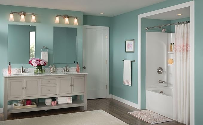 Moen Eva Brushed Nickel 3-Light Dual-Mount Bathroom Vanity Fixture, Bath Lighting with Frosted Glass, YB2863BN