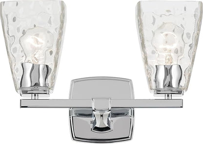 Kichler Marant 14.25" 2-Light Vanity Light with Clear Water Glass in Chrome, for Bathroom, Powder Room, Over a Mirror, (14.25" W x 9.5" H), 55215CHWTR