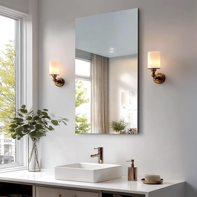 CILIBER Frameless Mirror, 24x40 Mirrors for Wall, Rectangle Bathroom Mirror for Over Sink, Frameless Vanity Mirror with Polished Edge, 3mm Tempered Glass, Hangs Horizontally or Vertically