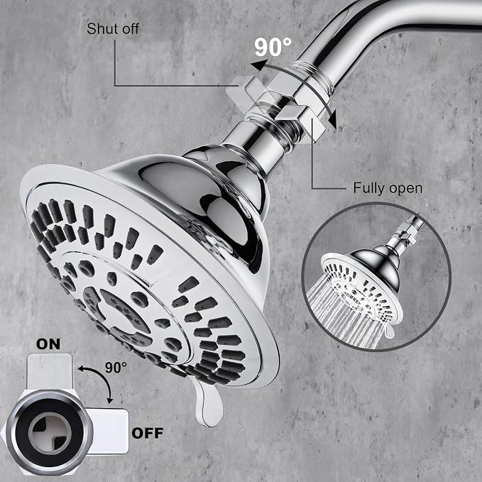 BRIGHT SHOWERS Water Flow Control Valve, Brass Shower Water Valve with Handle Lever, Flow Regulator Water-Saver Volume, Chrome