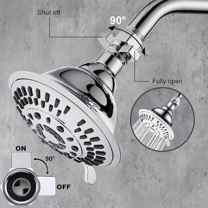 BRIGHT SHOWERS Water Flow Control Valve, Brass Shower Water Valve with Handle Lever, Flow Regulator Water-Saver Volume, Chrome