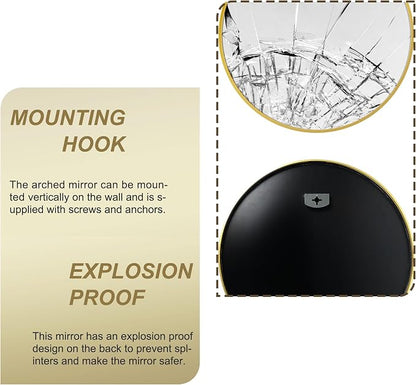 30 Inch Gold Round Circle Mirror for Bathroom Wall, Metal Frame | HD tempered glass for clear, distortion-free reflection. Mounting hardware included for vertical or horizontal wall mount.