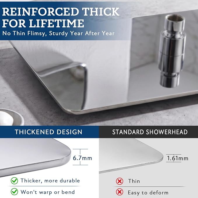 G-Promise 14 Inch All Metal Rain Shower Head with Handheld Spray (Chrome) | Full Body Coverage, Pause Mode Diverter, Power Wash Mode Handheld, Suits Every Height, Easy to Install, Modern Bath Upgrade