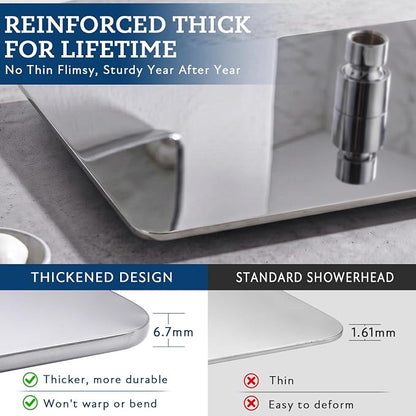 G-Promise 14 Inch All Metal Rain Shower Head with Handheld Spray (Chrome) | Full Body Coverage, Pause Mode Diverter, Power Wash Mode Handheld, Suits Every Height, Easy to Install, Modern Bath Upgrade