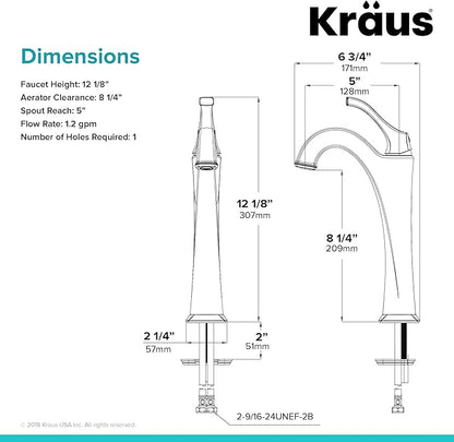 Kraus KVF-1200SFS Arlo Bathroom Faucet, Spot Free Stainless Steel