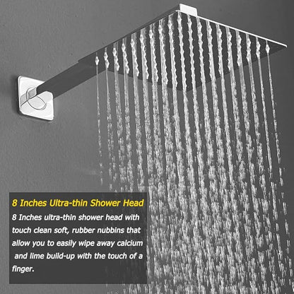 Shower System with High Pressure Rainfall Shower Head, Handheld Shower head and Shower Faucet Trim Kit, Rain Mixer Shower Set Wall Mounted Chrome（Valve Include）