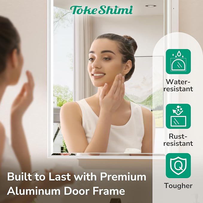 24x30 Recessed Medicine Cabinet with Mirror Wall Mounted, Metal Beveled Mirror with Storage for Bathroom Vanity, Aluminum White Medicine Cabinet Mirrored