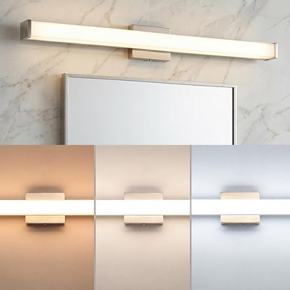 URSOLA 48" Modern LED Bathroom Light Fixtures, Brushed Nickel 3CCT Dimmable Bathroom Vanity Light Over Mirror, Bathroom Vanity Bath Bar Lights with Double Layer Acrylic Shade