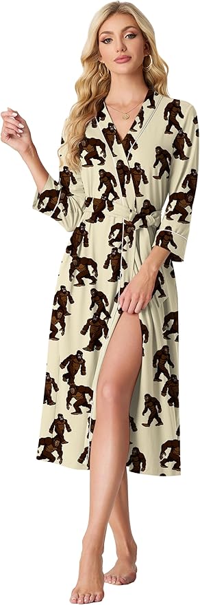 PrinStory Womens Robe Long Knit Bathrobe Lightweight Soft Robes Ladies Bath Robe