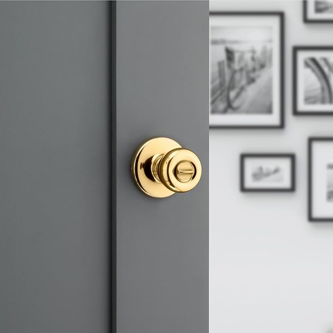 Kwikset 93001-870 Tylo Bed & Bath Knob in Polished Brass, Privacy (Pack of 2)