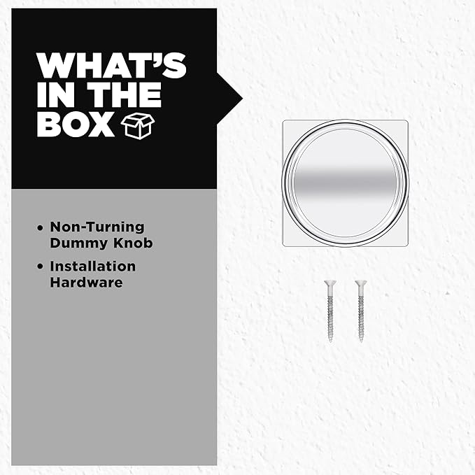 Kwikset Maven Dummy Door Knob, Single Sided Handle for Closets, French Double Doors, and Pantry, Polished Chrome Non-Turning Square Interior Push/Pull Door Knob, with Microban Protection (Pack of 4)