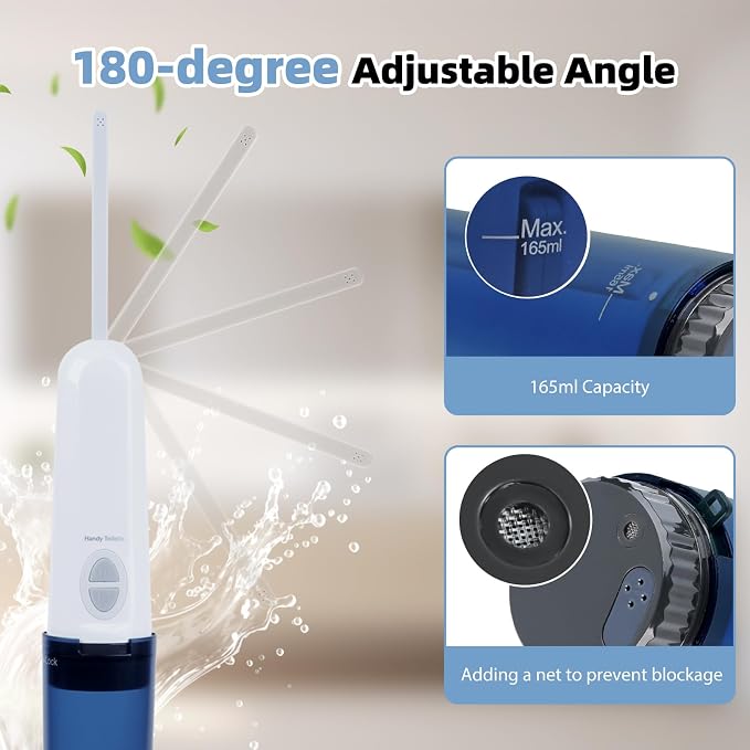 Hibbent Portable Bidet for Travel, High Pressure Handheld Electric Sprayer, Rechargeable Travel Bidet for Women & Men, Personal Hygiene Cleaning, Soothing Postpartum Care, Blue