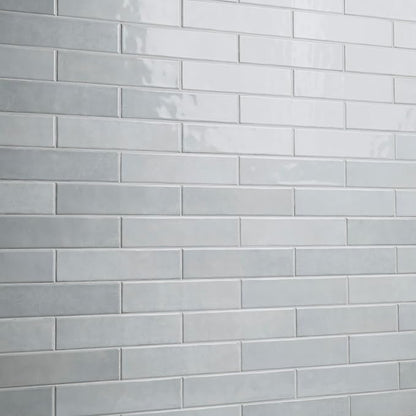 M S International Renzo Sky Glossy Ceramic Subway Tile for Bathroom, Kitchen Backsplash, Accent Wall, and Shower - Sample