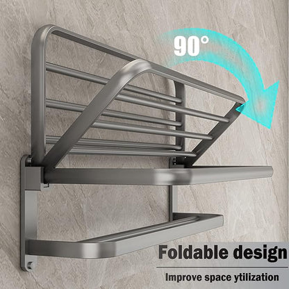 BOZWELL Bathroom Lavatory Towel Rack with Two Towel Bars,20-Inch Towel Shelf with Towel Bar,Towel Holder 1011-GR-50 (Modern Gray Finish)