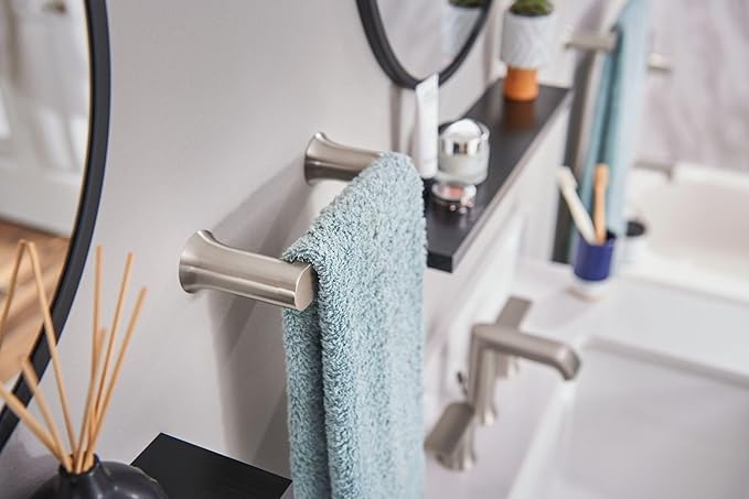 Moen Genta LX Modern Single Kitchen or Bathroom Towel Bar, 6.8-Inch, Brushed Nickel, BH3886BN (Pack of 2)