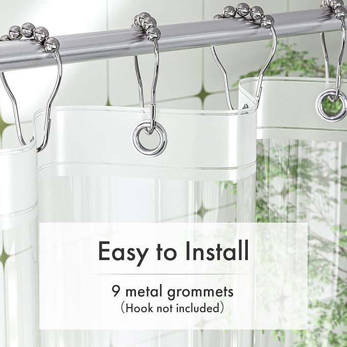 Stall Shower Curtain Liner, 52x72 Clear Shower Liner PEVA Medium Weight Inside Shower Curtains for Bathroom with Rustproof Grommets