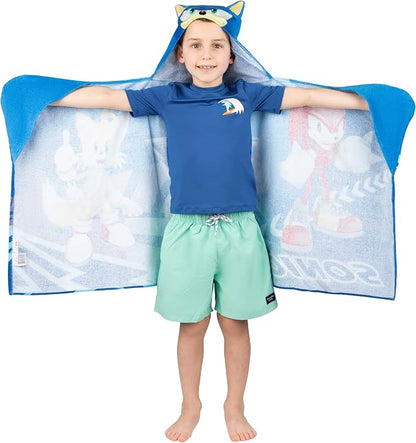 Franco Sonic The Hedgehog,Anime,Bath/Pool/Beach Soft Cotton Terry Hooded Towel Wrap,24 in x 50 in Kids,(Pack of 2)
