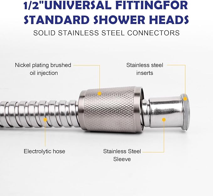 Shower Hose, 70 Inch Extra-Long Stainless Steel Handheld Shower Head Hose with Stainless Steel Insert and Nut,Brushed Nickel Finish