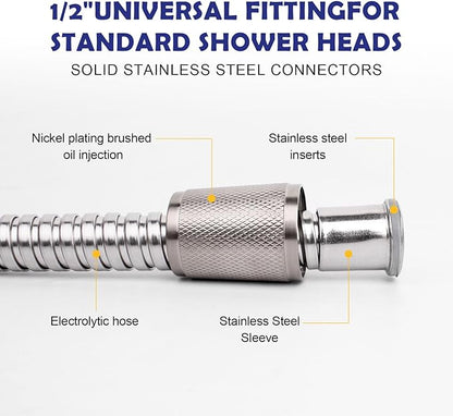 Shower Hose, 79 Inch Extra-Long Stainless Steel Shower Hose with Stainless Steel Insert and Nut,Brushed Nickel Finish