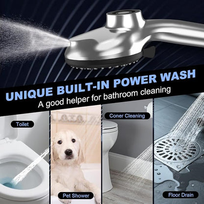 12 Inch High Pressure Rainfall Shower Head Combo,9 Settings Handheld Shower | Height/Angle Adjustable, 3 Spray Modes, Anti-leak, Built-in Magnetic Docking,Washing Jets,Holder, 59" Shower Hose, 1.75GPM