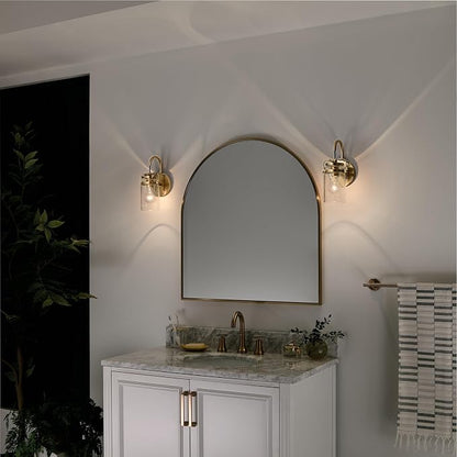 Kichler Brinley 11.5" 1-Light Wall Sconce Light, Brushed Nickel | Mason jar glass shade creates warm ambient light for bathrooms, hallways and dining rooms, 45576NI