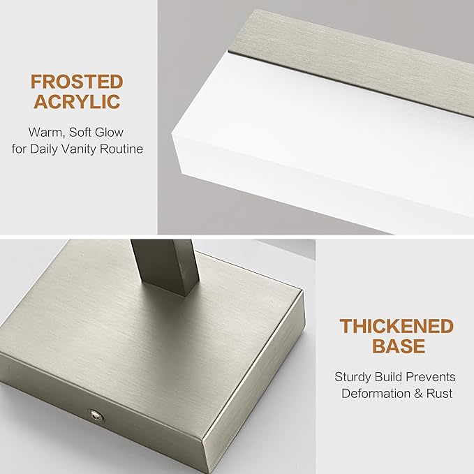 SOLFART Bathroom Lights Over Mirror: 32 Inch Bathroom Vanity Light- Brushed Nickel 6000K LED Hardwired Install Adjustable 180 Degree Bar IP44 Damp Rated ETL Certified