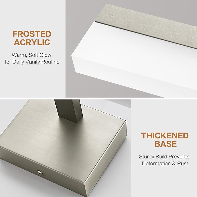 SOLFART Bathroom Light Fixtures: 48 Inch Vanity Light for Large Mirrors- Brushed Nickel 6000K LED Adjustable 180 Degree Bar, IP44 Damp Protection, ETL