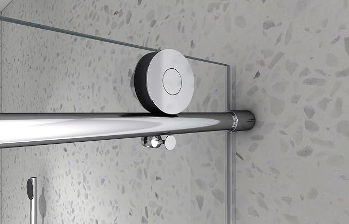 43"-48" Wx 76" H Frameless Single Sliding Shower Door with Adjustable Soft Closing Design and 70MM 304 Large Pulleys,Glass Shower Door W/Explosion-Proof Film Nano Coating,Brushed Nickel