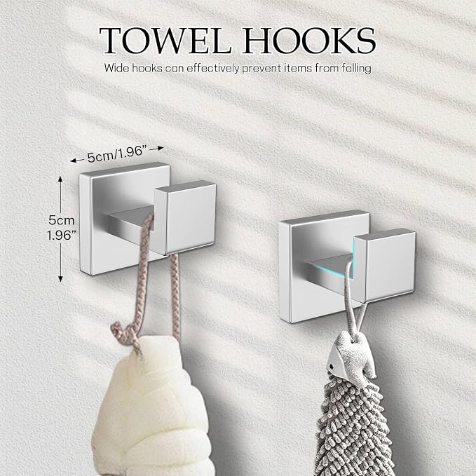 5-Pieces Brushed Nickel Bathroom Hardware Accessories Set,16 Inch Towel Bar Set,Stainless Steel Bathroom Hardware Set Towel Holder Set for Bathroom,Wall-Mounted Bathroom Accessories Kit