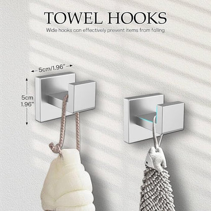 5-Pieces Brushed Nickel Bathroom Hardware Accessories Set,16 Inch Towel Bar Set,Stainless Steel Bathroom Hardware Set Towel Holder Set for Bathroom,Wall-Mounted Bathroom Accessories Kit