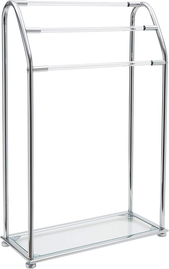 Organize It All 3 Bar Bathroom Towel Drying Rack & Holder with Shelf , Chrome, 62443W-1