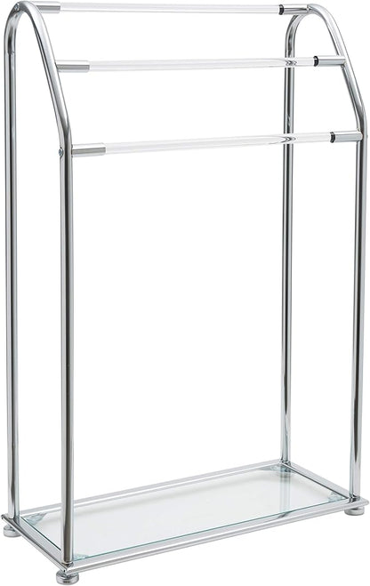 Organize It All 3 Bar Bathroom Towel Drying Rack & Holder with Shelf , Chrome, 62443W-1