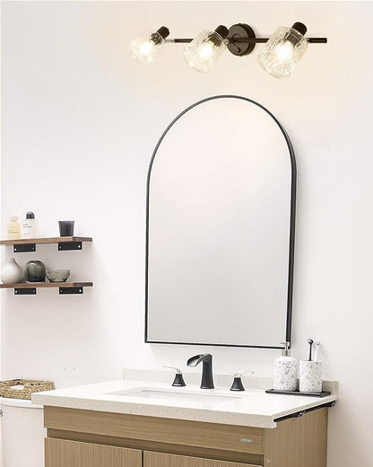 Fapully Bathroom Faucet 3 Hole, Waterfall 8 Inch Widespread Bathroom Sink Faucet with Pop-up Drain, Two-Handle Faucet for Bathroom Sink Matte Black&Chrome