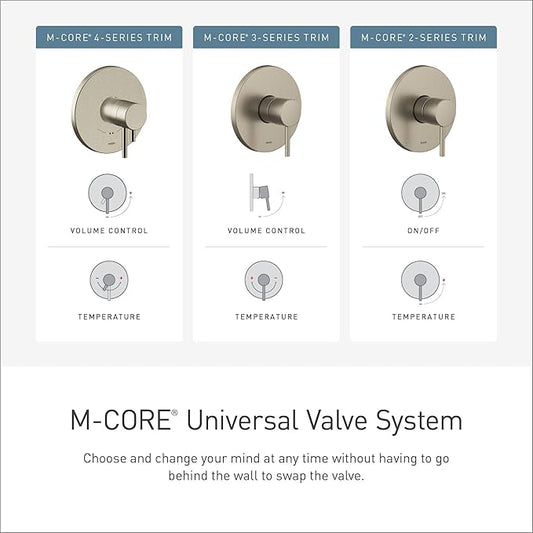 Moen Genta LX M-CORE 2-Series Shower Trim Kit with Showerhead and Lever Handle, Valve Required, Matte Black, UT2472EPBL