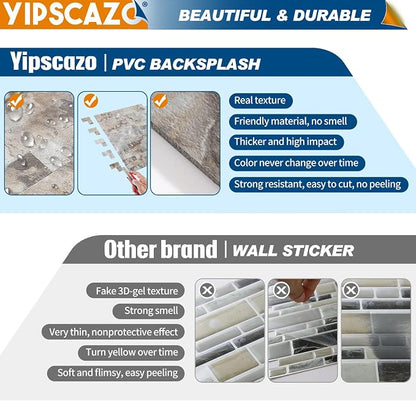 Yipscazo 2026 New Upgrade Peel and Stick Backsplash, Stick on Backsplash Tiles for Kitchen, Bathroom, Fireplace (20 Sheets, Perisa with Metal)