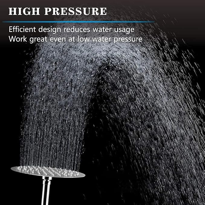 Voolan High Pressure Rain Shower Head - Rainfall Shower head Made of All Metal Stainless Steel - Comfortable Shower Experience Even at Low Water Flow (8 Inch, Brushed Nickel)