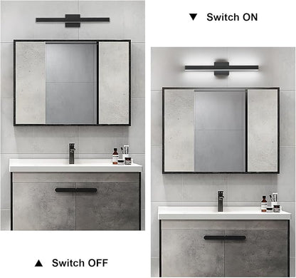 LED Modern Bathroom Vanity Light Fixtures (24-Inch, Cool White 6000K), Modern Acrylic Bathroom Wall Lighting Fixtures for Bathroom Over Mirror, Matte Black