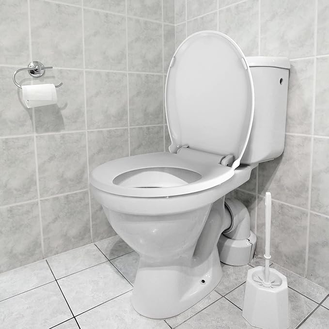 17 inch Round Toilet Seat Slow Close, White Color Polypropylene Toilet Seat Cover with Never Loosen Durable Lid, Quiet and Easy to Install & Clean