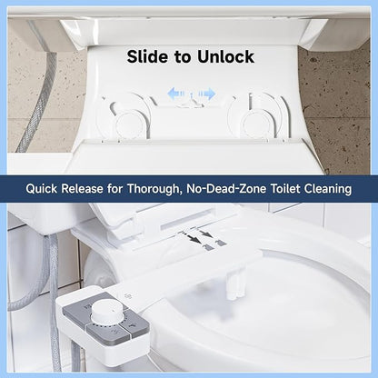 SAMODRA Bidet Attachment for Toilet, Non-Electric Fresh Cold Water Bidet Toilet with Angle Control Dual Nozzle, Adjustable Water Pressure & Self Cleaning Nozzle (1 Unit, Silver)