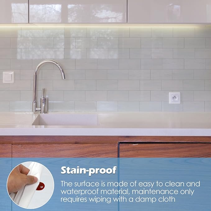 2026 New Upgrade Peel and Stick Backsplash Tile, Peel and Stick 11.34" X 11.57" Wall Tile for Kitchen, Bathroom, Fireplace, Laundry (Polished Marble White Blue, 5 Packs)