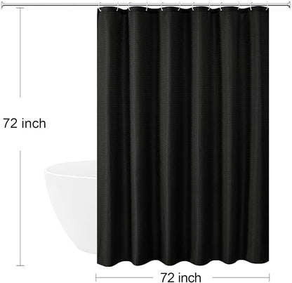 230GSM Black Shower Curtain, 72 X 72 | 230GSM Fabric Shower Curtain for Bathroom - Soft Cloth & Hotel Spa Luxury, Water Repellent, Machine Washable