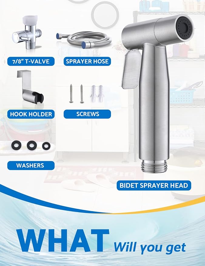 2 Packs BRITULIF Bidet Sprayer for Toilet, Hand Sprayer with Adjustable Jet Spray for Toilet Handheld Bidet Cloth Diaper Sprayer Set Muslim Shower Bidet Handheld-Easy to Install