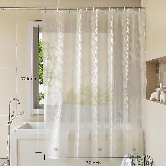 Shower Curtain Liner, 100% Waterproof Eva Shower Curtains with 3 Duty Heavy Bottom Magnets and 12 Rust Proof Grommets, 72x72 Weighted Shower Liner for Shower Stall, Bathtubs